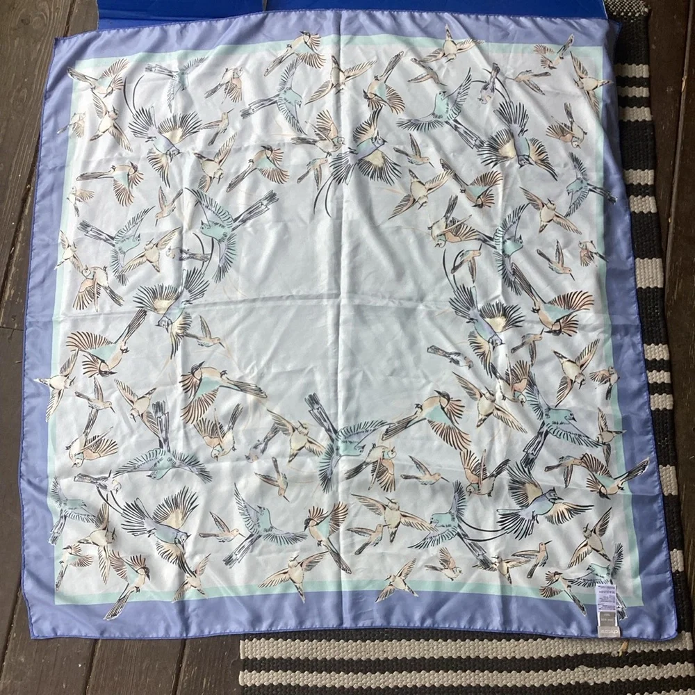 Chico's Bird-Print Scarf in Light Blue one size